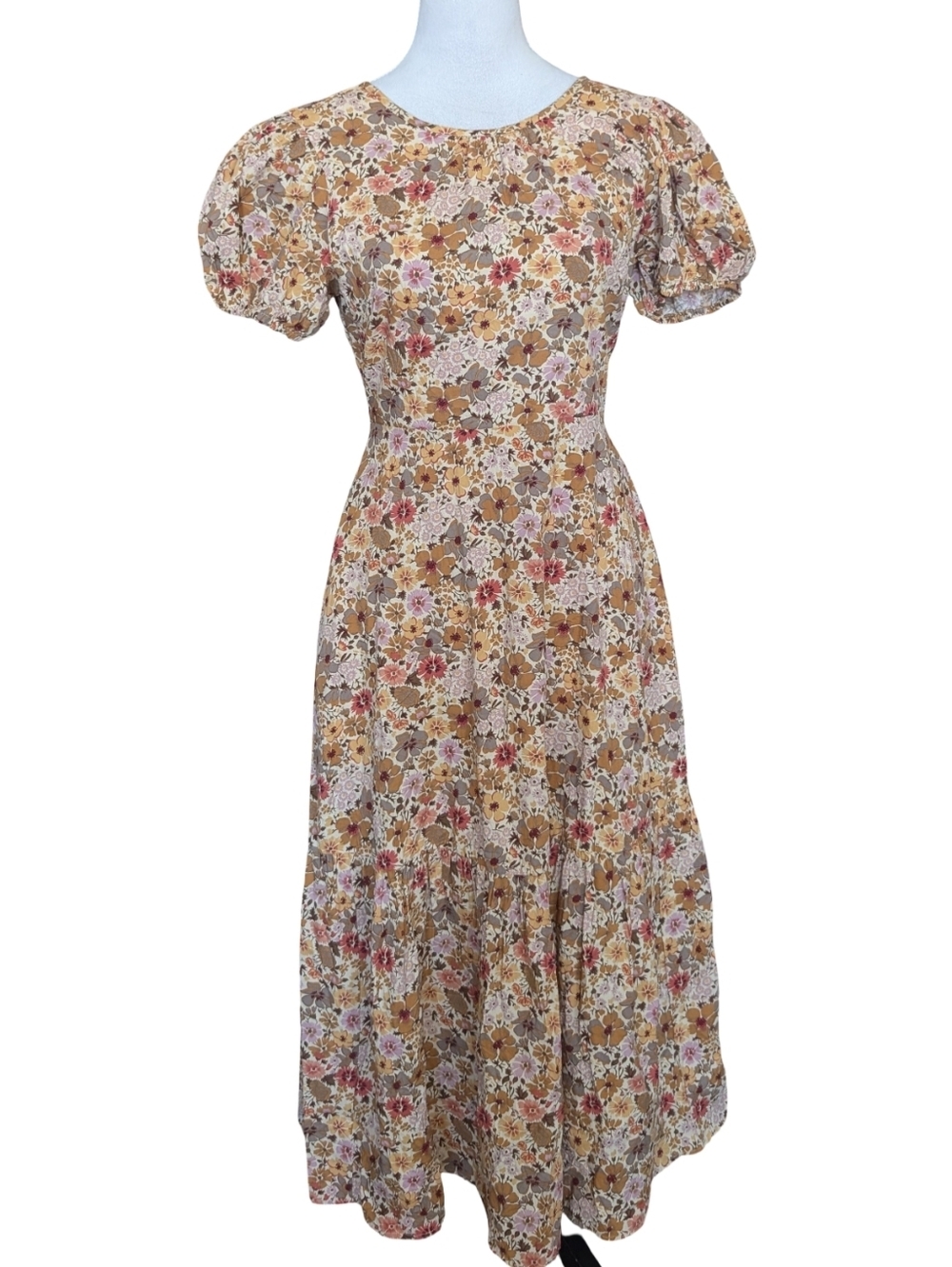 Madewell Libby Puff-Sleeve Open-Back Midi Dress Size 2 - Picture 4 of 12